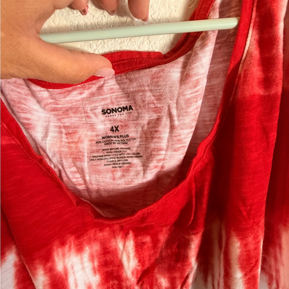 Sonoma Red White and Navy Tie-Dye Tank Top - Picture 5 of 6